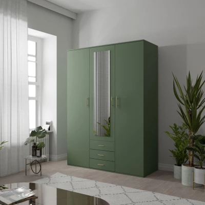 Trojdverová šatníková skriňa 150/58 JONELA - zelená