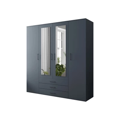 Štvordverová šatníková skriňa 200/58 JUNILA - modrá