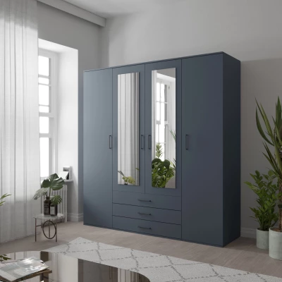 Štvordverová šatníková skriňa 200/58 JUNILA - modrá