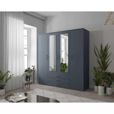 Štvordverová šatníková skriňa 200/58 JUNILA - modrá