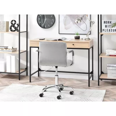 Čalúnená otočná stolička NASMA - šedá / chróm