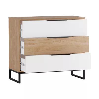 Študentská zostava s posteľou 90x200 FABENS 3 - orech hickory / matná biela