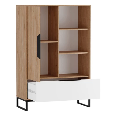 Študentská zostava s posteľou 90x200 FABENS 3 - orech hickory / matná biela