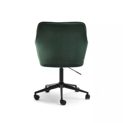 Čalúnená otočná stolička GOHAR - tmavo zelená / čierna