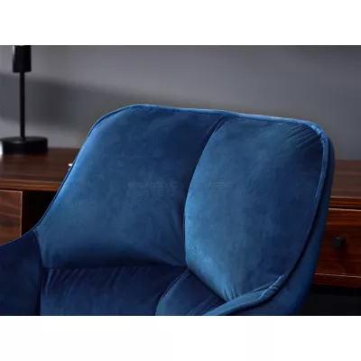 Čalúnená otočná stolička GOHAR - tmavo modrá / čierna