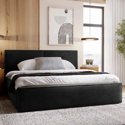 Dvojlôžková posteľ s úložným priestorom 160x200 LAMESA - čierna