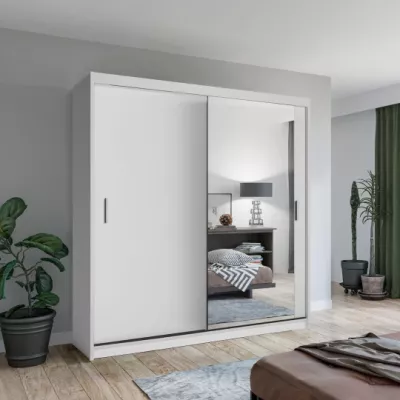 Šatníková skriňa so zrkadlom 203/62 KAILAN - biela matná