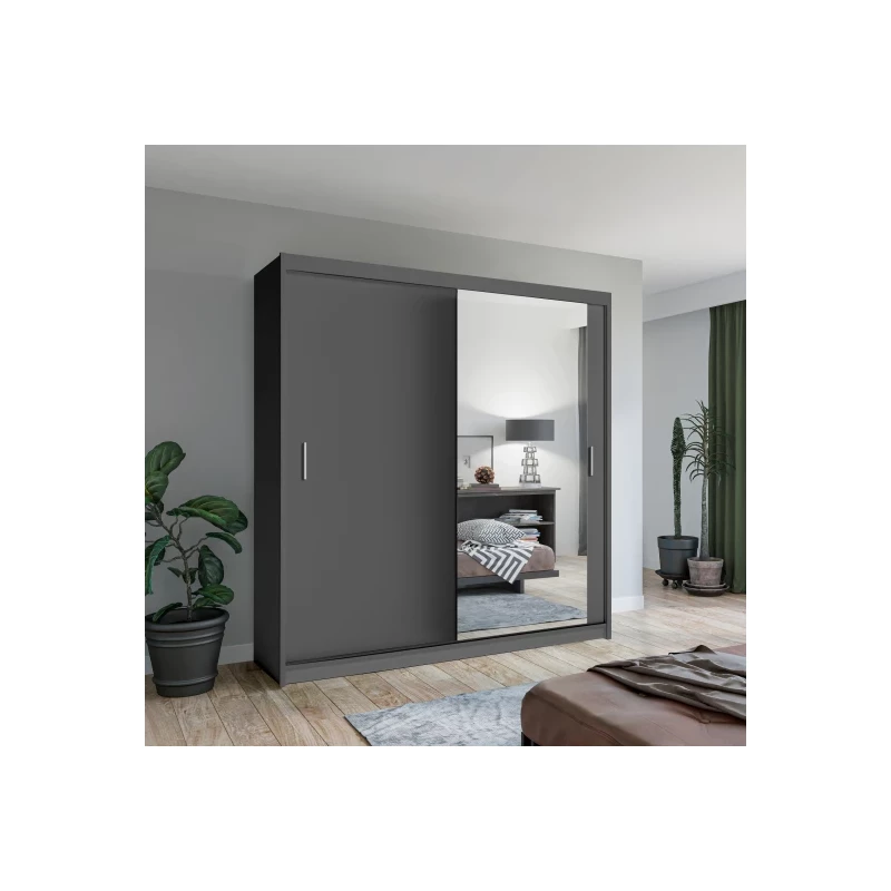 Šatníková skriňa so zrkadlom 203/62 KAILAN - šedá
