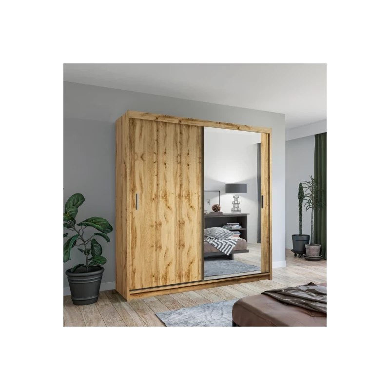 Šatníková skriňa so zrkadlom 203/62 KAILAN - dub wotan