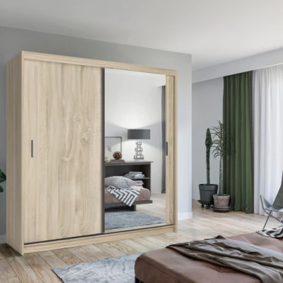 Šatníková skriňa so zrkadlom 203/62 KAILAN - dub sonoma