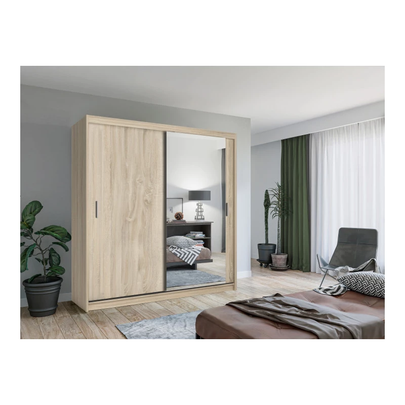 Šatníková skriňa so zrkadlom 203/62 KAILAN - dub sonoma