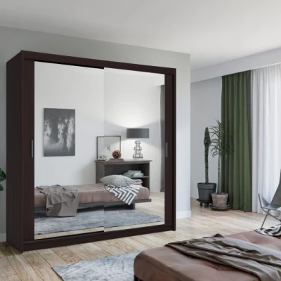 Zrkadlová šatníková skriňa 203/62 KAILAN - wenge