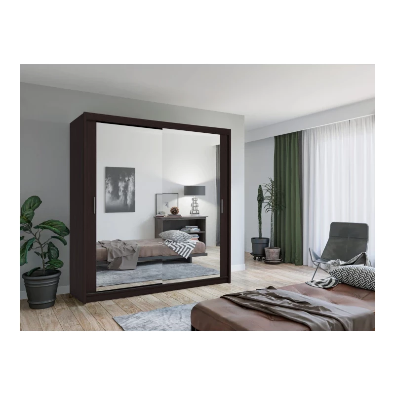 Zrkadlová šatníková skriňa 203/62 KAILAN - wenge