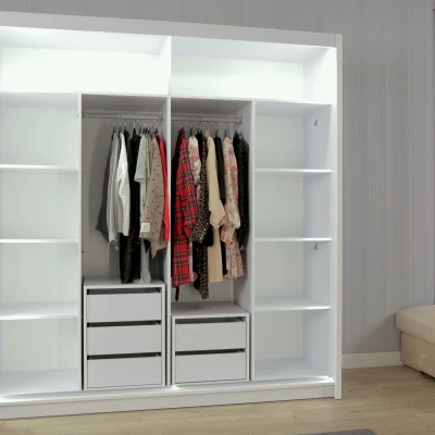 Zrkadlová šatníková skriňa 203/62 KAILAN - wenge