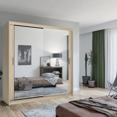 Zrkadlová šatníková skriňa 203/62 KAILAN - dub sonoma