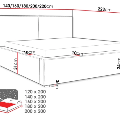 Jednolôžková posteľ s úložným priestorom 120x200 LAMESA - modrošedá