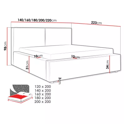 Jednolôžková posteľ s úložným priestorom 120x200 LAMESA - modrošedá