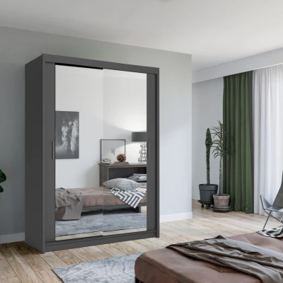 Zrkadlová šatníková skriňa 150/62 KAILAN - šedá