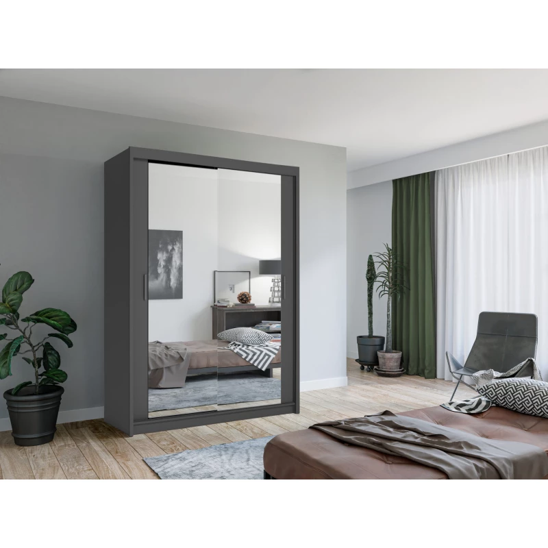 Zrkadlová šatníková skriňa 150/62 KAILAN - šedá