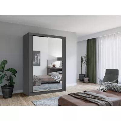 Zrkadlová šatníková skriňa 150/62 KAILAN - šedá