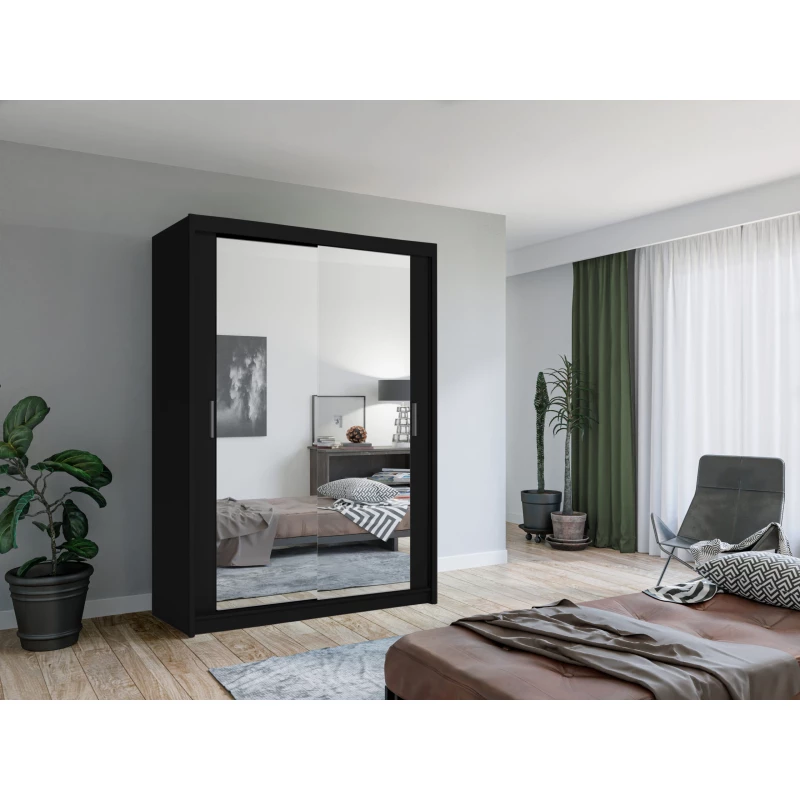 Zrkadlová šatníková skriňa 150/62 KAILAN - čierna