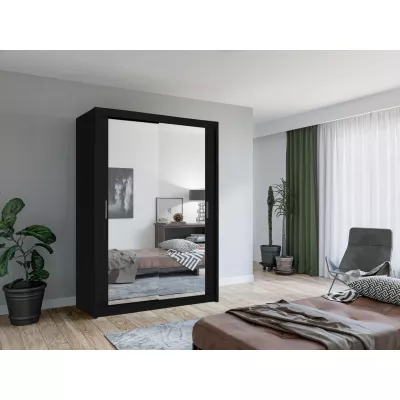 Zrkadlová šatníková skriňa 150/62 KAILAN - čierna