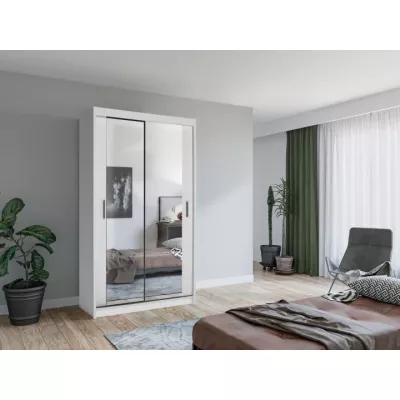 Zrkadlová šatníková skriňa 120/62 KAILAN - biela