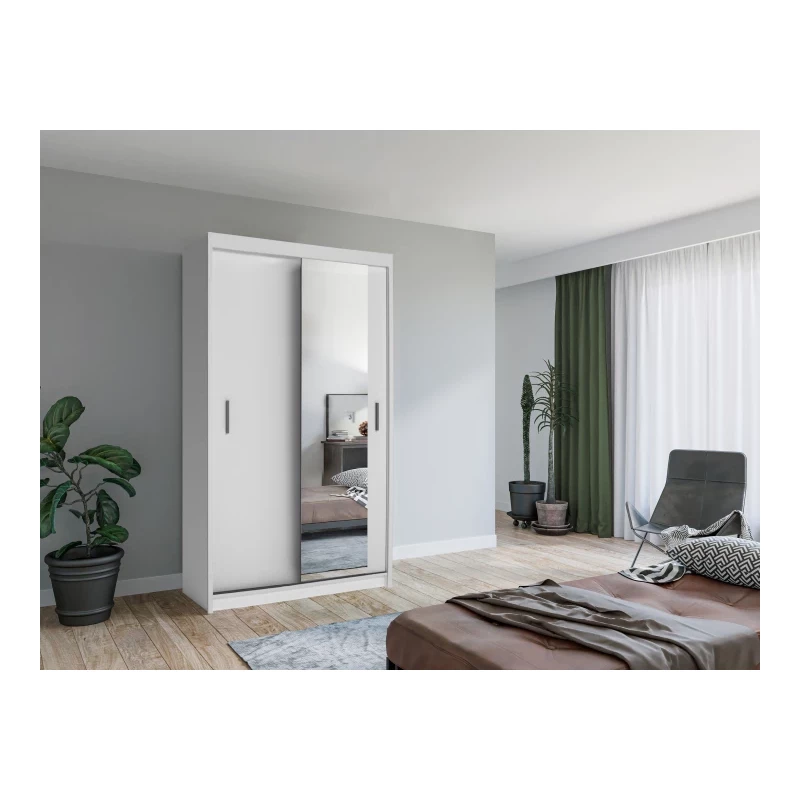 Šatníková skriňa so zrkadlom 120/62 KAILAN - biela matná