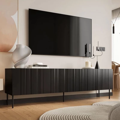 Široký stolík pod TV KERENS - matný čierny