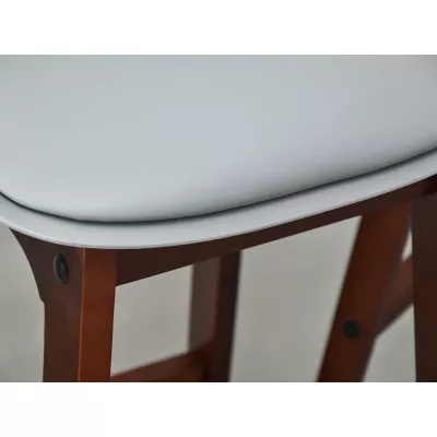 Barová stolička SACHA - šedá eko koža / orech