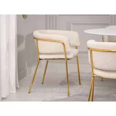 Čalúnená jedálenská stolička ANGELI - krémová / zlatá