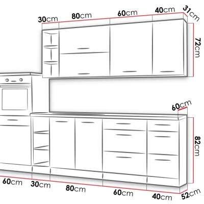 Kuchynská linka 270/210 cm ZHILAN 4 - dub lancelot / tmavé drevo + LED osvetlenie ZDARMA