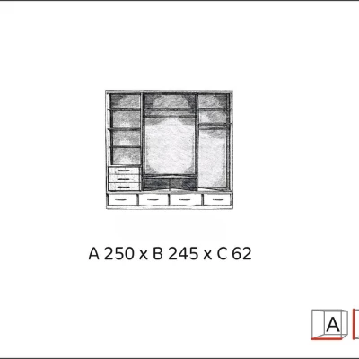 Moderná šatníková skriňa s LED osvetlením 250/62 LIZY - biela
