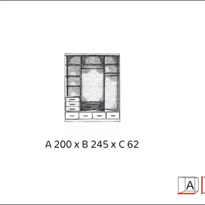 Moderná šatníková skriňa s LED osvetlením 200/62 LIZY - biela