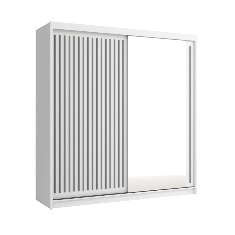 Šatníková skriňa so zrkadlom 200/62 KAREN - biela / šedá