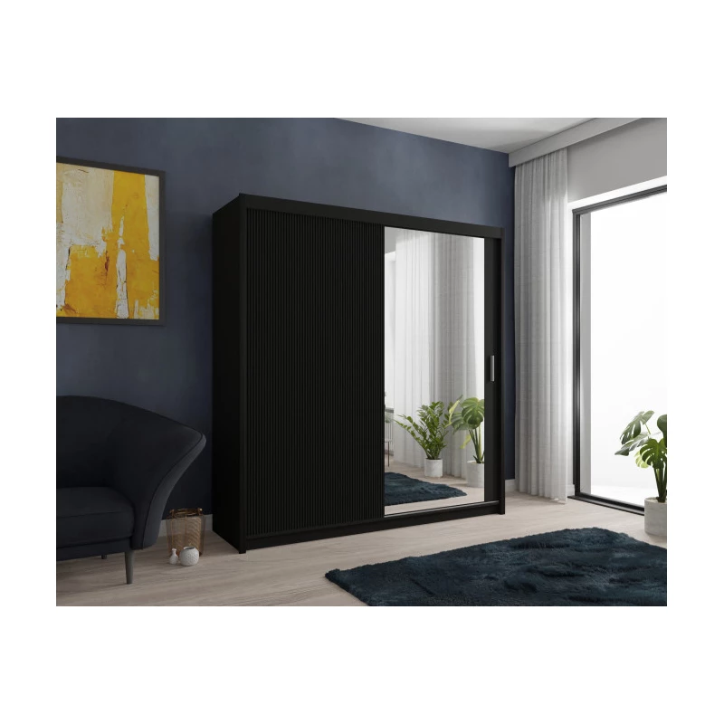 Šatníková skriňa s policami 203/62 TEDRA - čierna