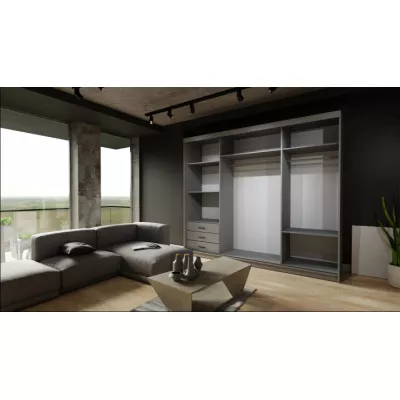 Šatníková skriňa s policami 250/62 TEDRA - čierna