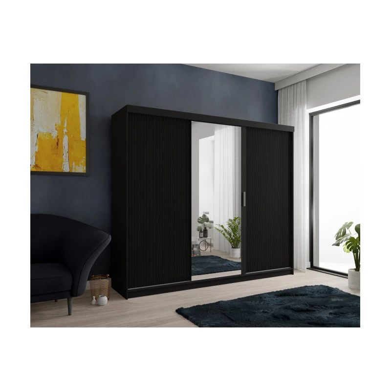 Šatníková skriňa s policami 250/62 TEDRA - čierna