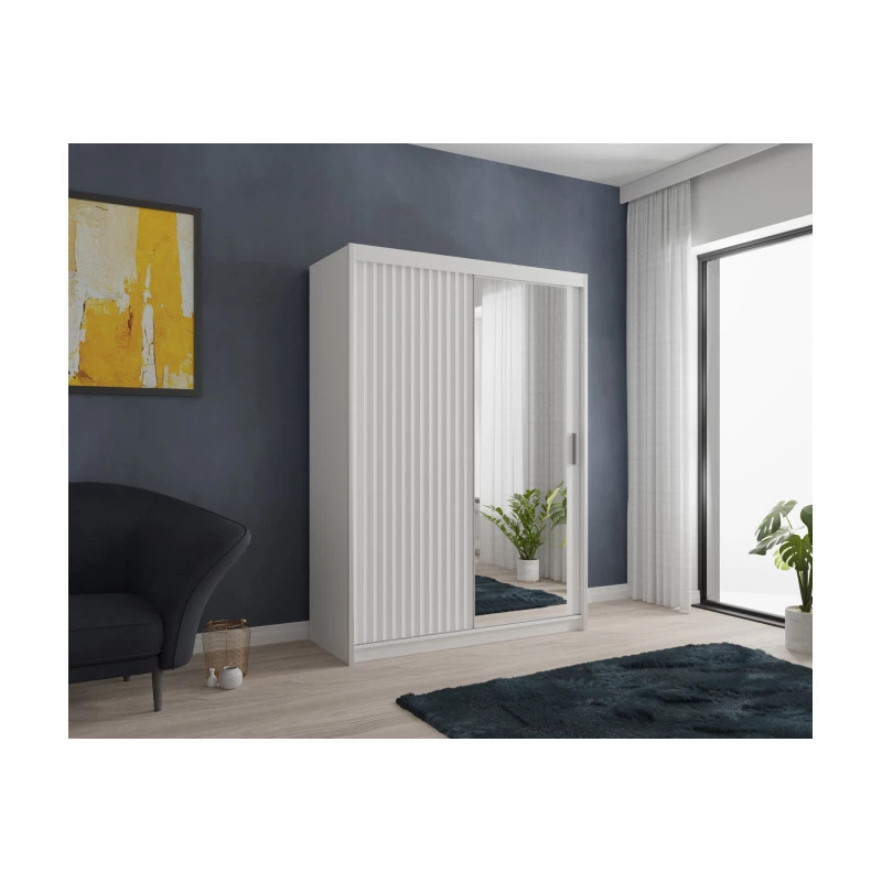 Šatníková skriňa so zrkadlom 150/62 TEDRA - biela