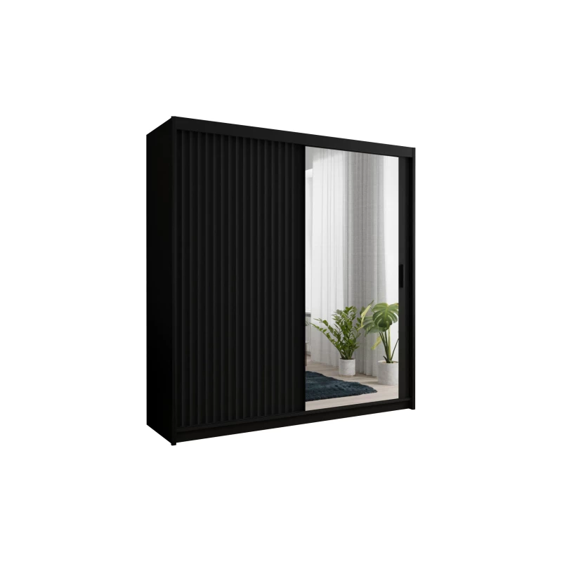 Šatníková skriňa so zrkadlom 203/62 TEDRA - čierna