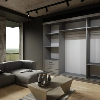 Šatníková skriňa so zrkadlom 250/62 TEDRA - biela