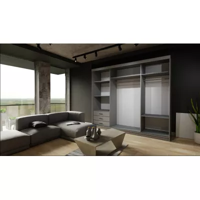 Šatníková skriňa so zrkadlom 250/62 TEDRA - biela