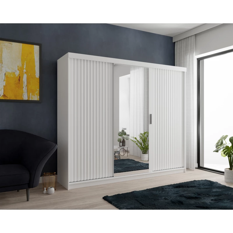 Šatníková skriňa so zrkadlom 250/62 TEDRA - biela