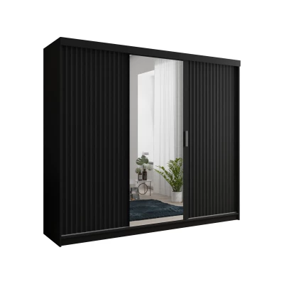 Šatníková skriňa so zrkadlom 250/62 TEDRA - čierna