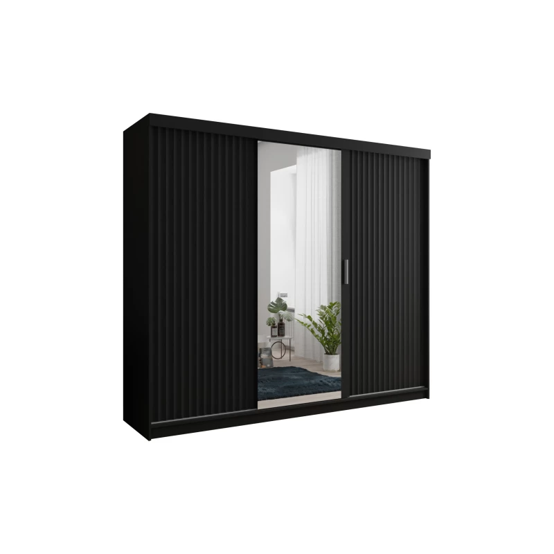 Šatníková skriňa so zrkadlom 250/62 TEDRA - čierna