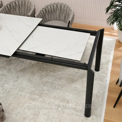 Rozkladací jedálenský stôl 180(240) WAHI - biely mramor / čierny
