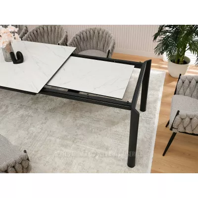 Rozkladací jedálenský stôl 180(240) WAHI - biely mramor / čierny