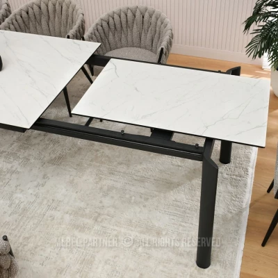 Rozkladací jedálenský stôl 180(240) WAHI - biely mramor / čierny