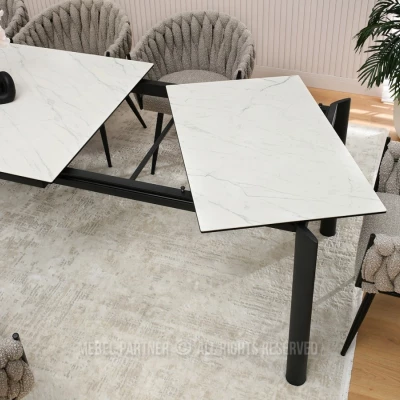 Rozkladací jedálenský stôl 180(240) WAHI - biely mramor / čierny