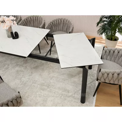 Rozkladací jedálenský stôl 180(240) WAHI - biely mramor / čierny